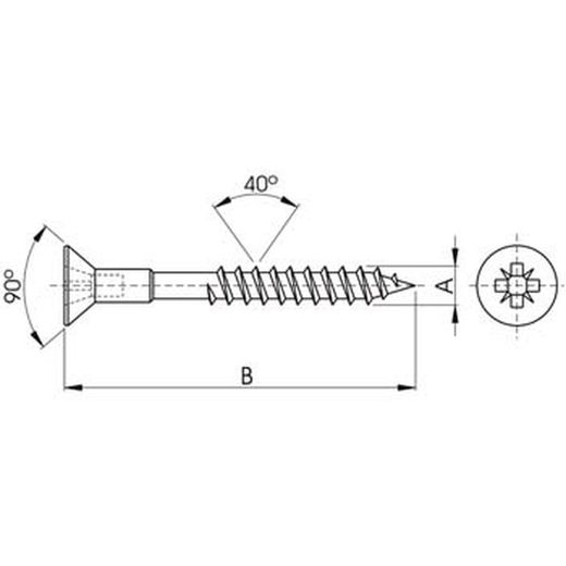 Tornillo para carpintería de aluminio de cabeza avellanada ref. Nice