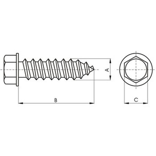Tornillo ref-7660 autorroscante, cabeza hexagonal, acero zincado.