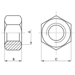 Tuerca din-934 hexagonal, de acero (c-10) y rosca métrica fina