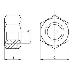 Tuerca din-934 hexagonal, de acero (c-8) y rosca whitworth(bsw)/unc