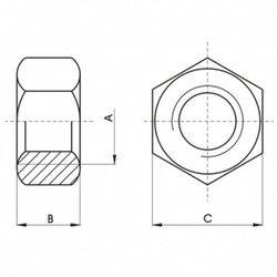 Tuerca din-934 hexagonal, de acero inoxidable a2 y rosca métrica.