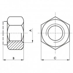 Tuerca din-985 hexagonal de seguridad con arandela plástica, de acero (c-8) cincado y rosca sae
