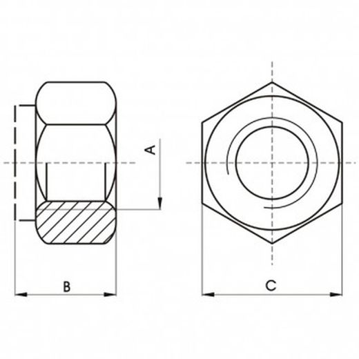 Tuerca din-985 hexagonal de seguridad con arandela plástica, de acero (c-8) cincado y rosca sae